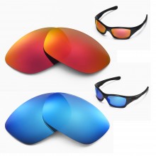 Walleva Ice Blue + Fire Red Polarized Replacement Lenses for Oakley Pit Bull (OO9127 Series) Sunglasses